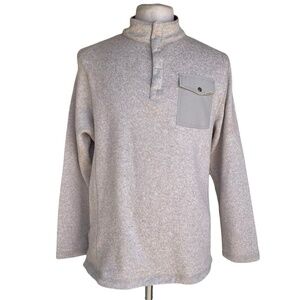 Woolrich Mens Oatmeal Sweatshirt Sz M 1/4 Buttons Long Sleeve Pullover Sweater